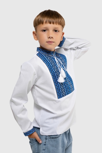 Фото Рубашка вышиванка для мальчика Veronika СЕРГЕЙКО-2 122 см Голубой (2000990003225D)