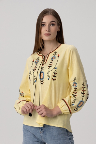 Фото Вишиванка сорочка з принтом жіноча Park karon 23150 38 Жовтий (2000990154248A)