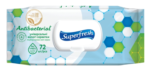 Серветка волога Superfresh 42216709 Antibacterial з клапаном 72 шт. (4823071630510A)