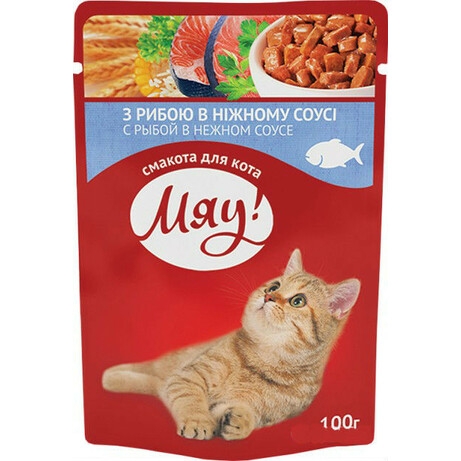 Влажный корм для взрослых кошек со вкусом рыбы в нежном соусе 100 г 1829 (4820083901829)