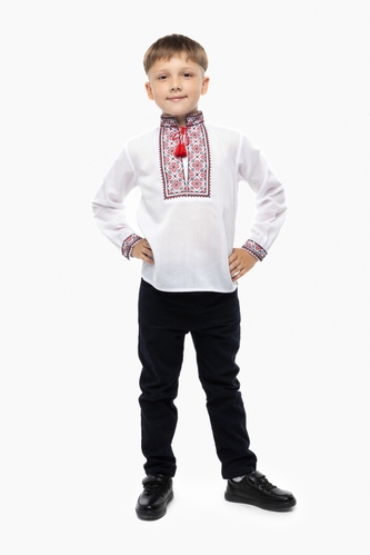 Фото Рубашка с вышивкой для мальчика КОЗАЧОК РУСЛАН 134 см Красный (2000990029645D)