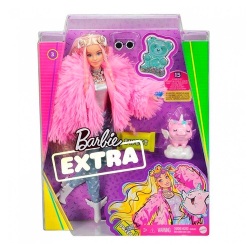 Фото Кукла Barbie "Экстра" в розовом пушистом жакете GRN28 (887961908480)
