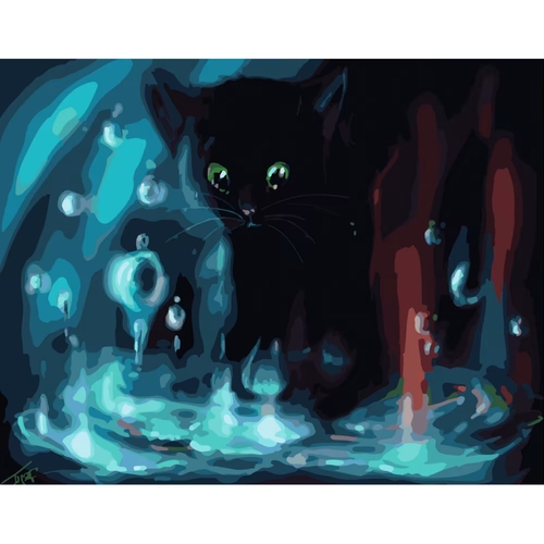 Фото Набор для росписи по номерам Черный котенок Strateg GS372 (4823113842949)