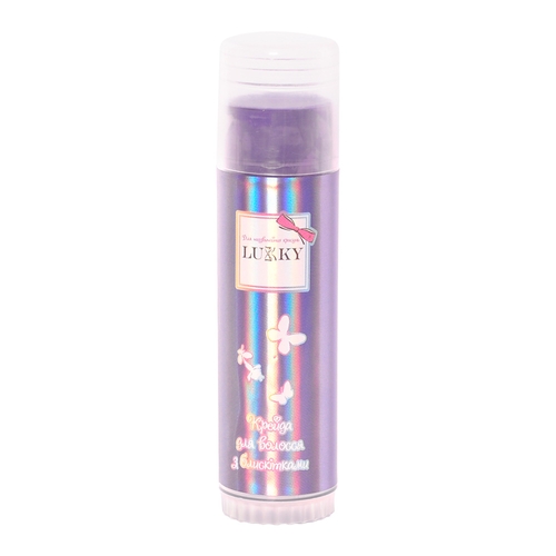Фото Lukky фиолетовый мелок дволос с блёстками с ароматом клубники,10 г,блистер T18858 (2000904563951)