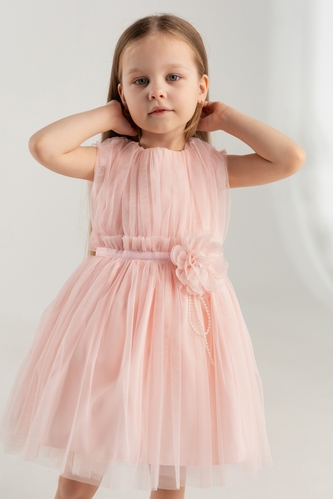 Фото Платье бальное с узором для девочки Wecan 24148 104 см Персиковый (2000990342980A)